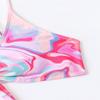 2024 European & American Lace-Up Print Bikini Set with Mesh Skirt