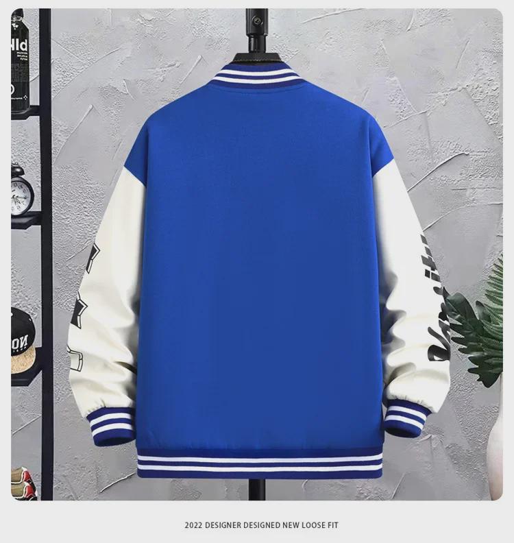 Pánská trendy baseballová bunda v americkém stylu na jaro, podzim a zimu - Unisex, volný střih, ideální pro studenty