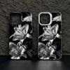 Black and White Lily Floral Pattern Phone Case For iPhone 17 Air 16 Pro Max XS X XR 17E 16E 16 Plus 15 14 13 12 11 Matte Cover