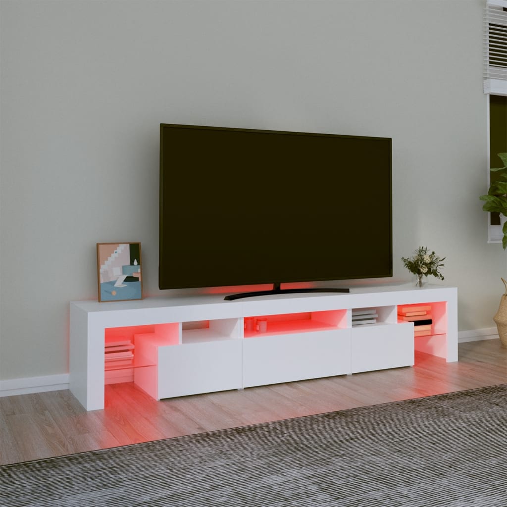 Vidaxl Szafka Pod Tv Z Oświetleniem Led, Biała 200X36,5X40 Cm
