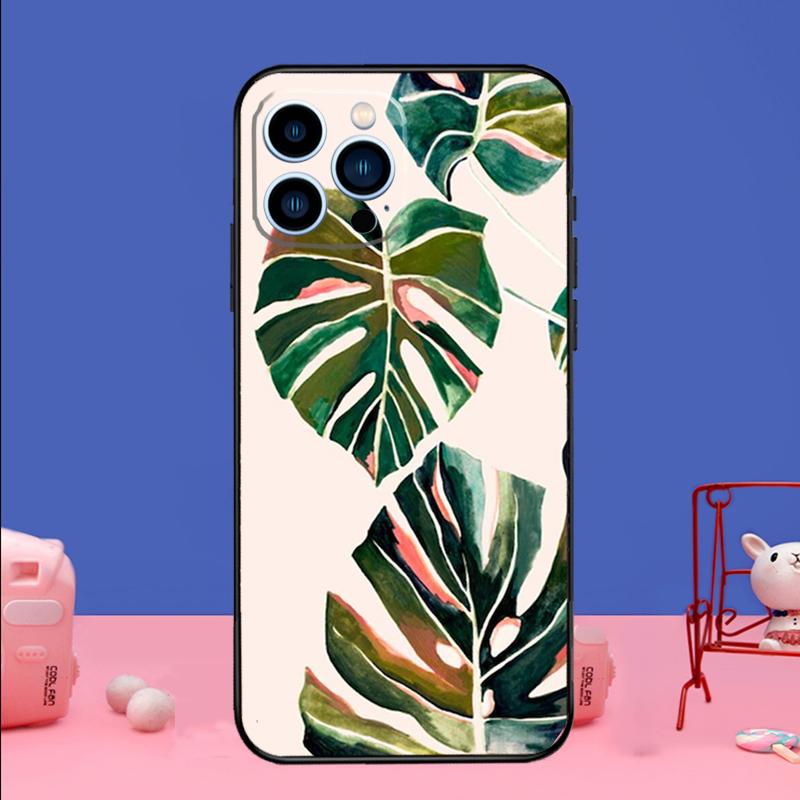 Leaves Monstera Green Phone Case For iPhone 17 Air 16 15 14 11 12 13 Pro Max 13 Mini 15 16 Plus 16e Bumper Cover