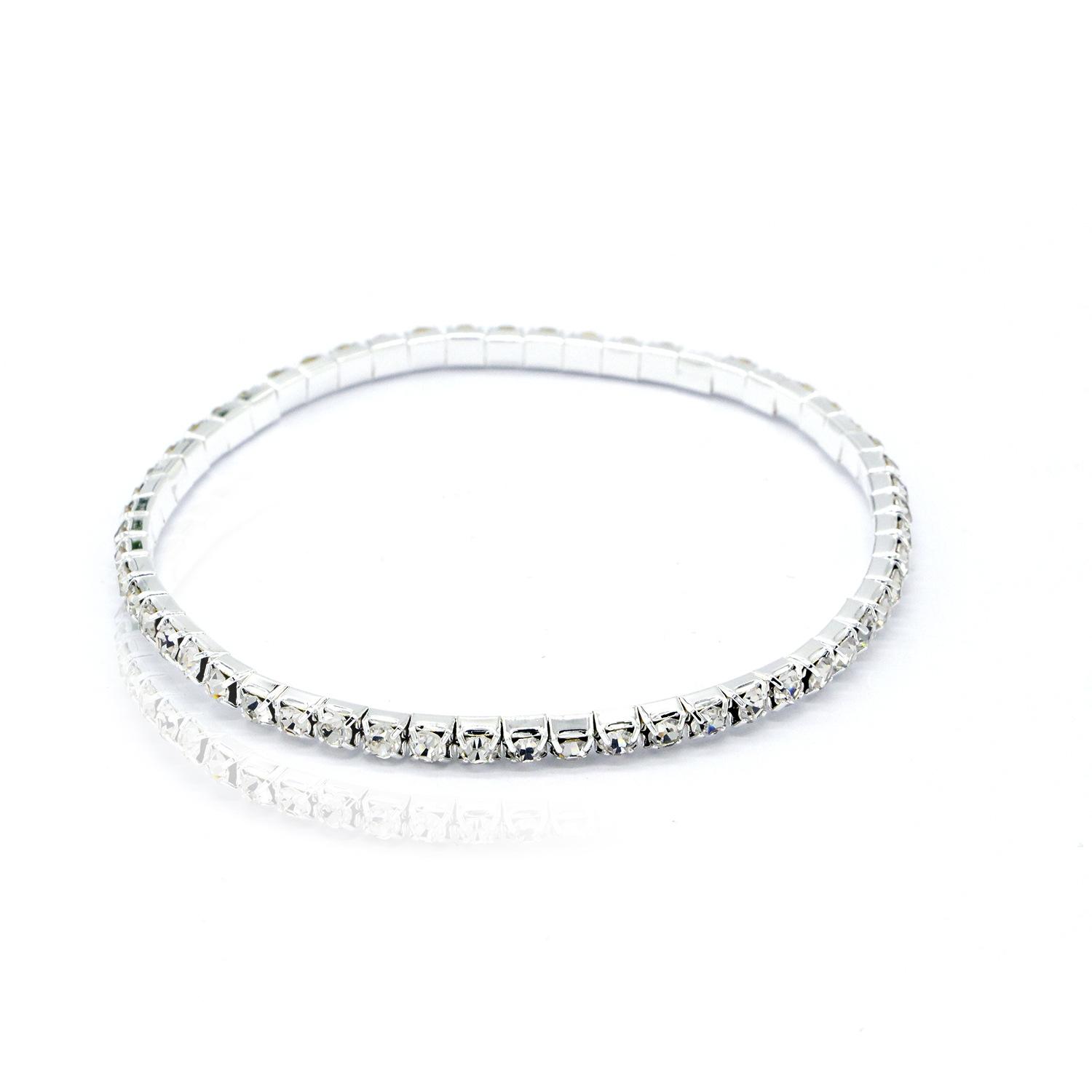 

Multi-Style Silver Color Rhinestone Bangle Wedding Bridal Bracelet Stretching Wristband Bracelet For Women Jewelry Accessories