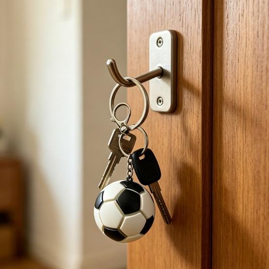 Football Style Key Chain, Colorful Soccer Ball Key Ring, Bag Backpack Car Hanging Accessories Gifts