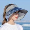 Sommer Damen Outdoor UV-Schutz Visiere Ausziehbarer, vergrößerter Krempe Leerer Zylinder Koreanische Blume Big Brim Bucket Hats Sonnenhut Strand