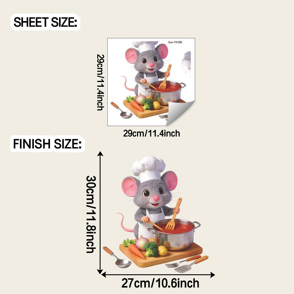 

Cartoon Mouse Cooking Chef Wall Sticker Self-Adhesive Removable Waterproof for Kitchen Dining Room Home Decor Art 29x29cm