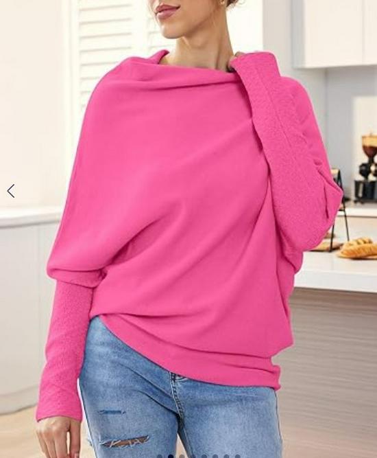 Solid Color Round Neck Ruched Pullover - European & American Style, Long Sleeve, Comfortable Knit
