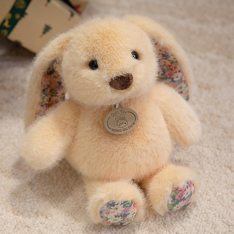 Floral Sagging Rabbit Plush Toy Long Ears Little White Rabbit Doll Floral Rabbit Rabbit Doll Children Comfort Doll Gift