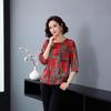 Large size women's retro five-quarter-sleeved T-shirt women's imitation ice silk medium-sleeved bottoming shirt, top slimming