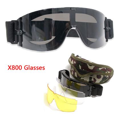 X800 Vojenské taktické brýle Sluneční brýle s ochranou proti větru a UV záření Armádní lovecké brýle pro střelbu barevnými kuličkami z airsoftových zbraní