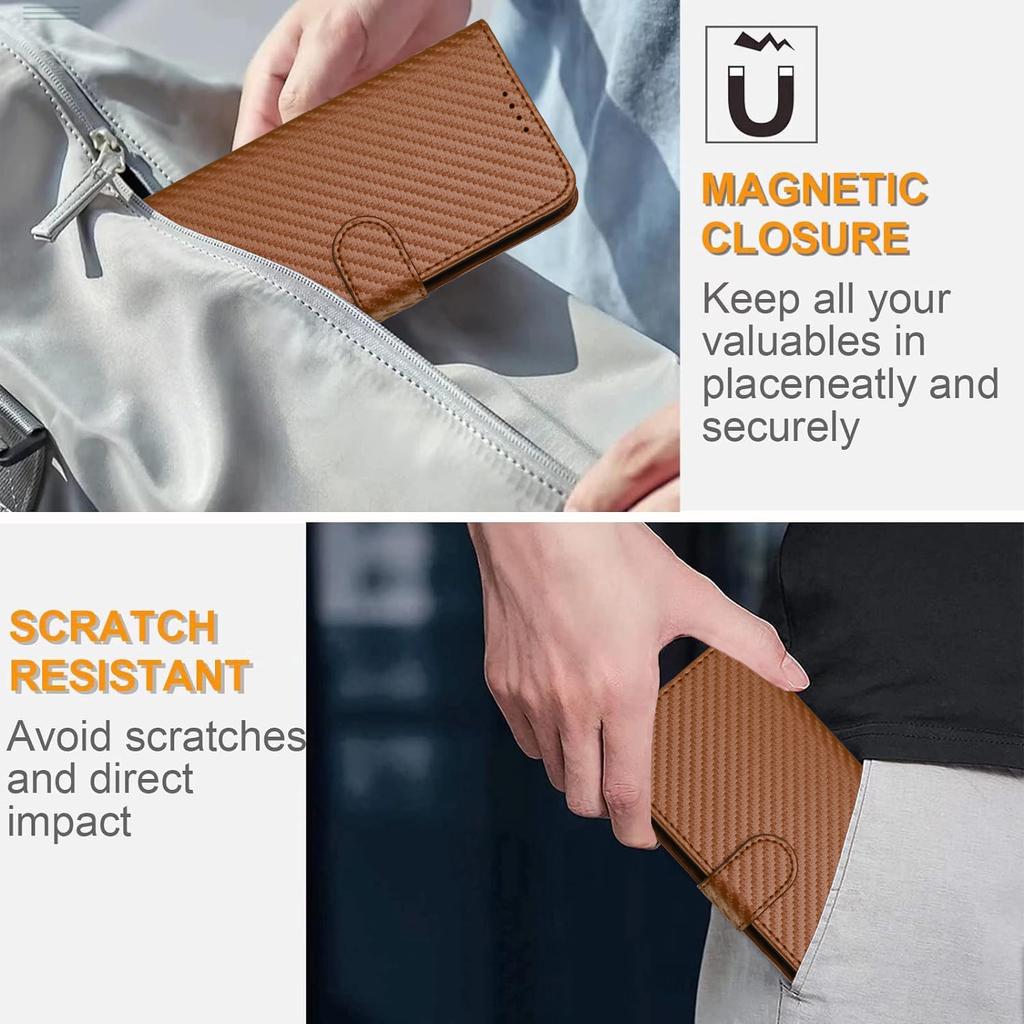 For TECNO Camon 40 Premier 5G Wallet Case with Strap Carbon Fiber Texture Leather Mobile Cover