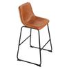 Bar Stool Set of 4, 65cm Counter Height Stools, Modern PU Leather Counter Barstool with Backrest, Metal Legs, Easy Assembly Armless Bar Chair, Island