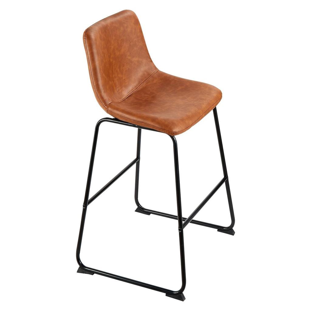 Bar Stool Set of 4, 65cm Counter Height Stools, Modern PU Leather Counter Barstool with Backrest, Metal Legs, Easy Assembly Armless Bar Chair, Island