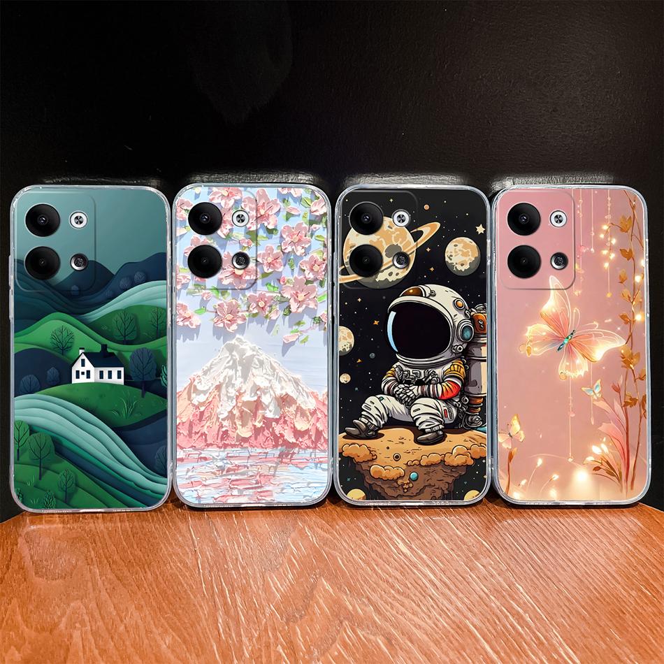 For Oppo Reno 9 Pro Plus 5G Phone Case Lovely Cartoon Soft TPU Transparent Silicone Lightweight Back Cover For Oppo Reno9 Funda