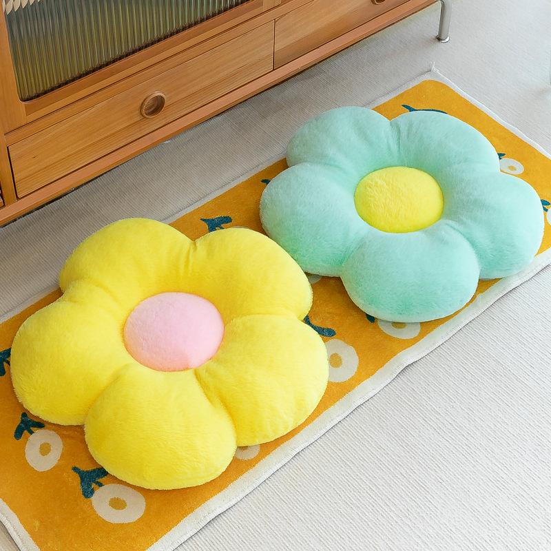 Rabbit Fur Flower Seat Cushion Plush Toy Candy Color Sunflower Throw Pillow Small Daisy Pillow Office Cushion