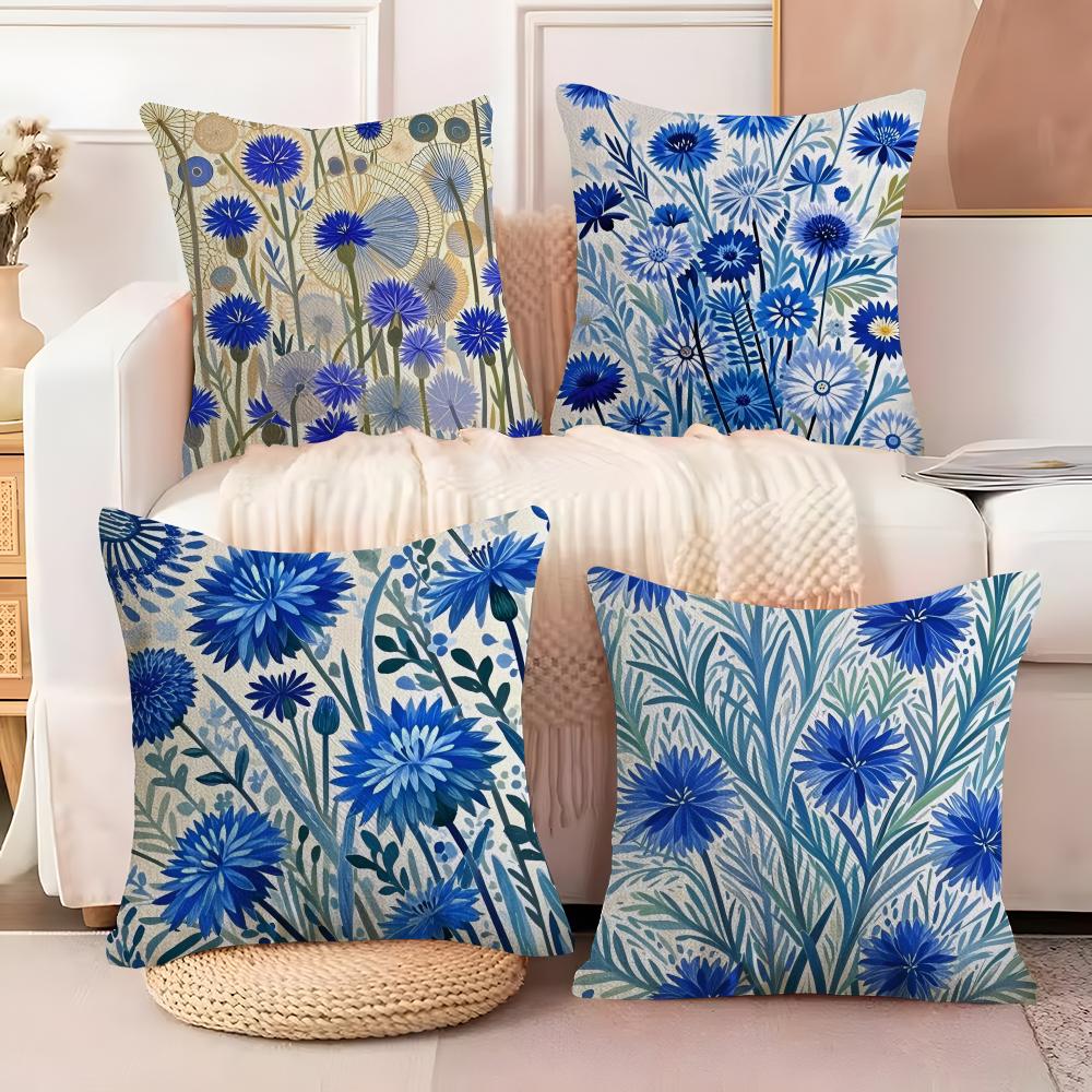 Flower Cornflower Cushion Cover Soft Plush Fabric DoubleSided Printed Sofa Cushion Cover for All Seasons Home Decor Gift