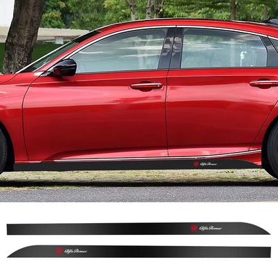 2 Stück Auto Tür Seitenleiste Schweller Streifen Carbon Aufkleber Styling Zubehör für Giulia Stelvio Giulietta 156 159 147 Mito