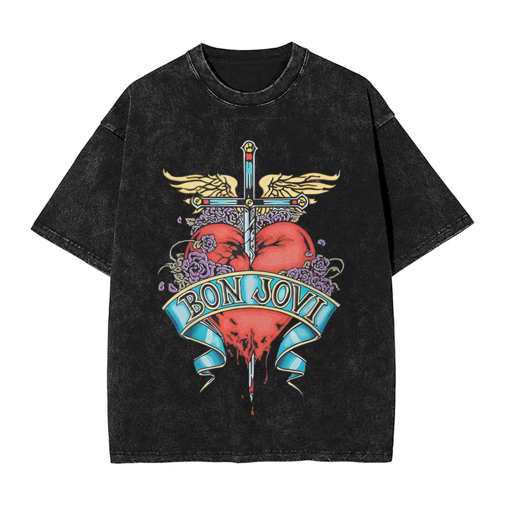 Washed T Shirt Bons Jovis Forever Tour 2026 Vintage T-Shirts Oversize Streetwear Short Sleeve Printed Tops Tees for Men Women