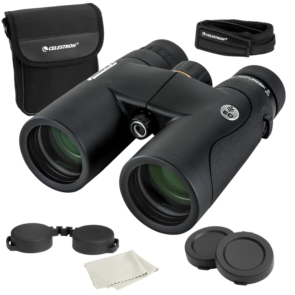 

Celestron Nature DX ED 10x42 Features ED lenses to minimize chromatic aberration 10x 42mm objective lens phase nitrogen gas model number Binoculars чорний