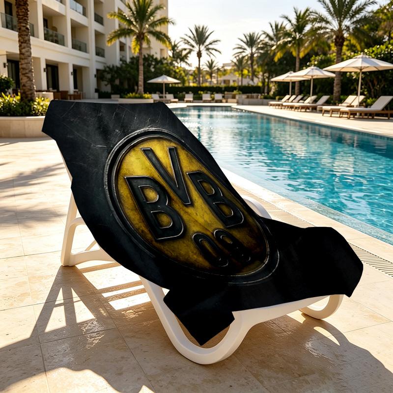 Borussia Dortmund Print Beach Towel Design, Soft, Lightweight. for Home Bathroom, Spa, Pool, Yoga, Surfing, Camping, Gift for Family, Friend
