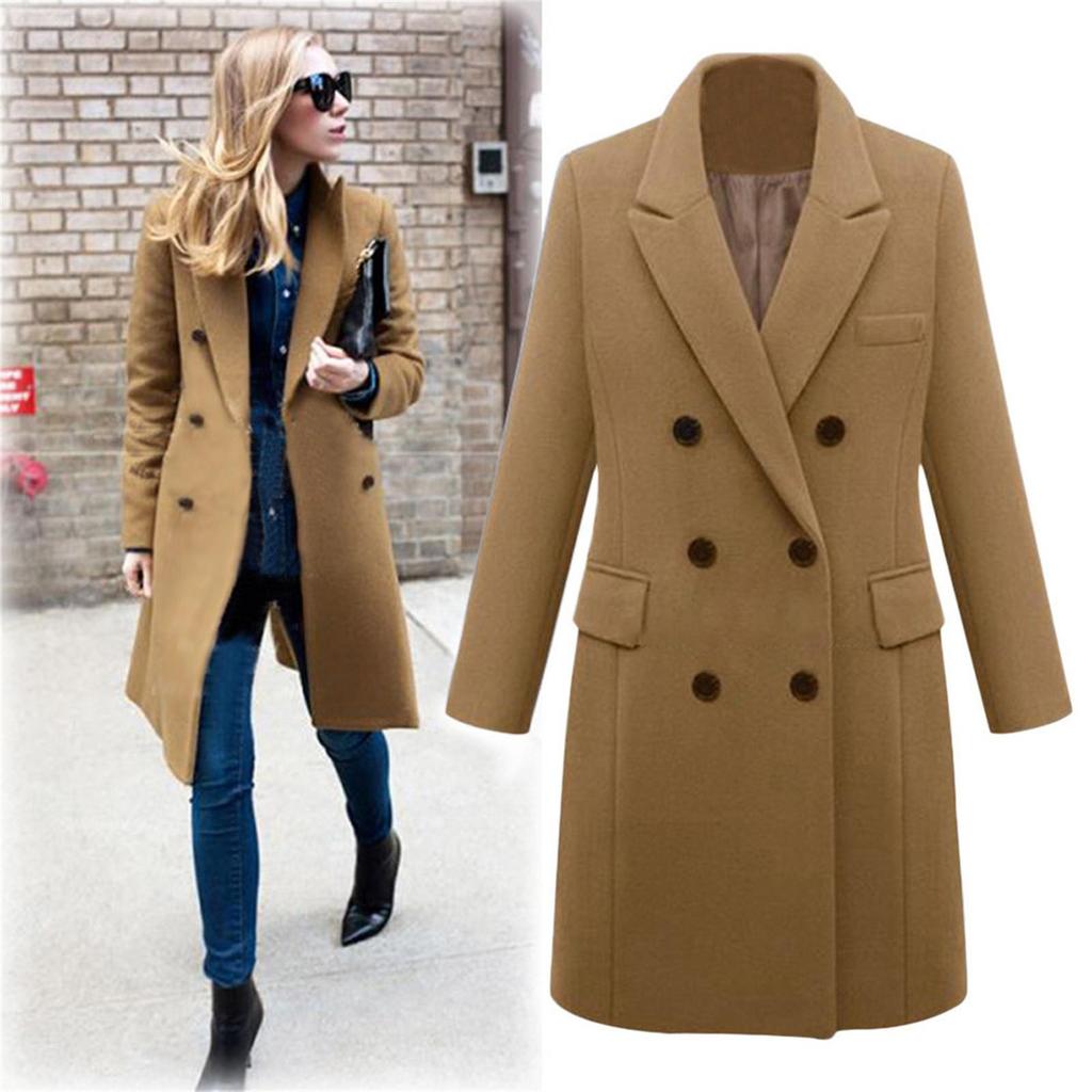 Cappotto da donna autunno classico doppiopetto lungo cappotto termico caldo antivento cappotto invernale strada uso quotidiano vacanza vestibilità ampia giacca elegante