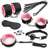 7 stk/sett Sex Bondage Restraint Kit Håndjern Krage Gag Mask Pisk Voksen sexleketøy for par gaver