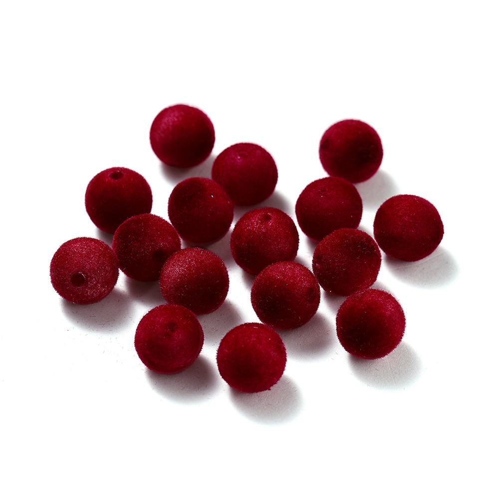 30 Pezzi 8/10mm Colorati Feltro Floccato Peluche Perline Acriliche Perline Distanziatrici Sfuse per Orecchini Braccialetti Fai da Te Accessori per la Creazione di Gioielli