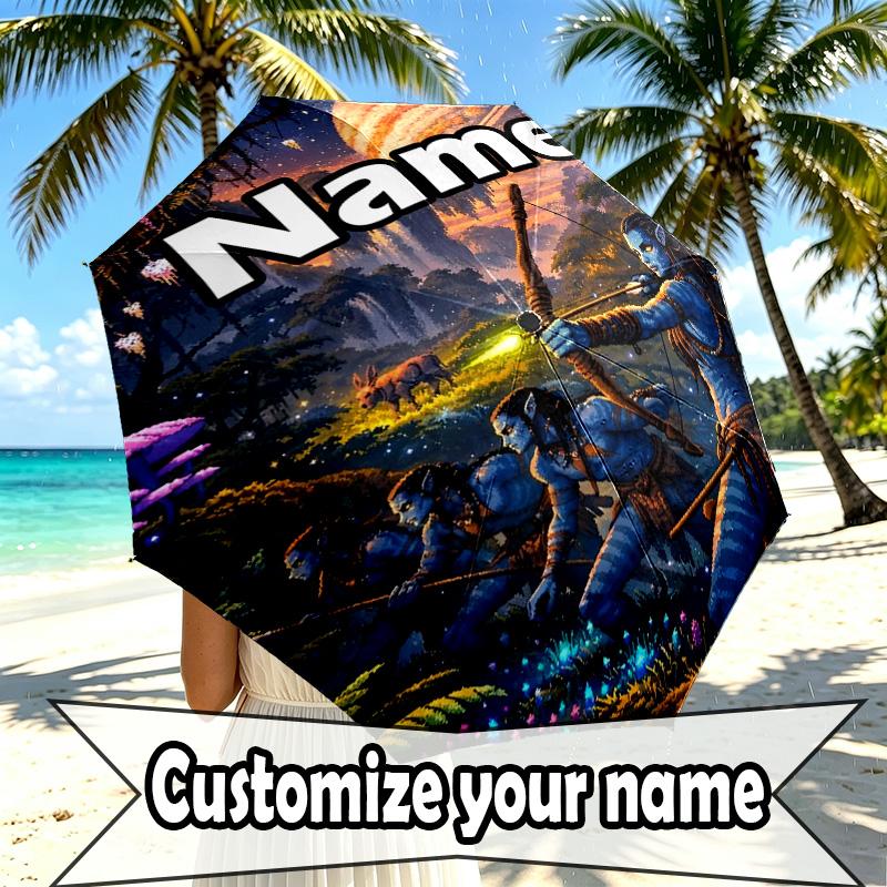 Custom Name Personalized Avatar Print Umbrella, Auto Open Close, 8‑Rib Sturdy Frame, Commute Camping Hiking Use, Birthday Gift