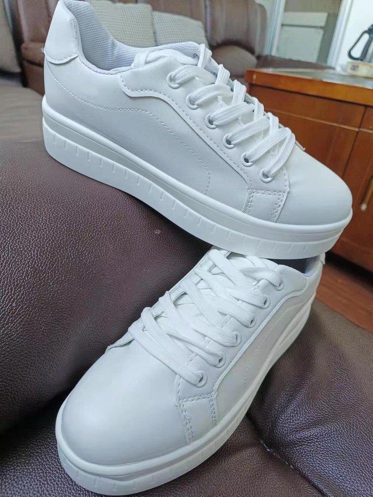 

Autumn new large size single shoes women s new round head platform casual versatile viscose shoes single shoes 43 білий