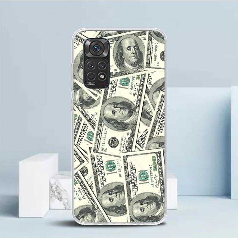 Banknote Dollar Cash Money Phone Case For Xiaomi Redmi Note 15 14 14S 13 12S 12 Pro Plus 11S 11 11T 11E 10S 10 + Soft TPU Back C