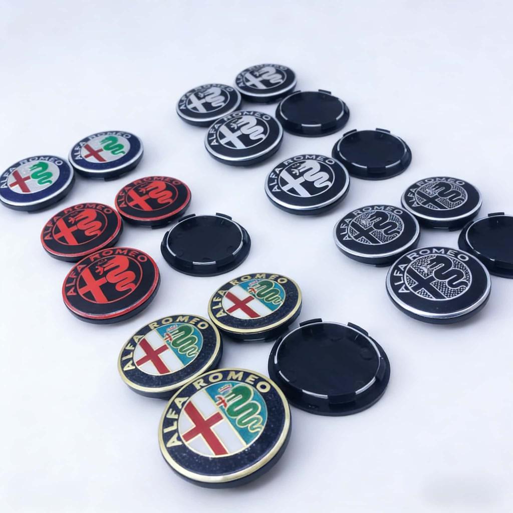 Lctu5 4Pcs Wheel Center Cap 50mm Black Cap for Alfa Romeo GTAM Mito 147 156 159 166 Green New Hub Cover Rim Logo Car Accessories