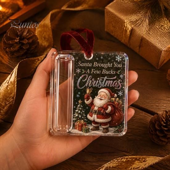 Transparent Acrylic Holiday Pendant Christmas Cash Gift Ornament, Clear Money Holder, Xmas Holder Ornament Tree Hanging Decoration, Funny Ways To for
