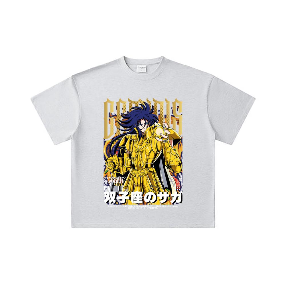 260 GSM Double Yarn 32 Count 100% Cotton Saint Seiya V28 Gemini Print Unisex Heavy Cotton T Shirt