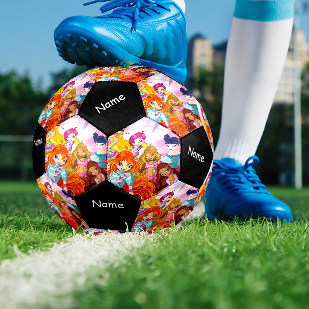 Custom Name Winx Club Theme Size 5 Soccer Ball, Suitable for Both Indoor and Outdoor Matches, a Gift Suitable for Everyone.