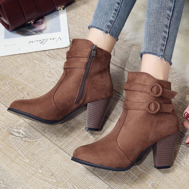 Cheap Red Boots Women Ankle Boots For Women High Heel Autumn Shoes