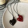Retro Red Heart Perndant Necklace Vintage Love Rope Chain Sweater Chain Necklace For Women Fashion Romantic Neck Jewelry Gifts