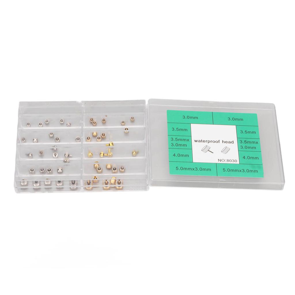 Watch Crowns Parts Waterproof Stainless Steel Flat Head Precise Watch Spare Repairing Crowns with Storage Box