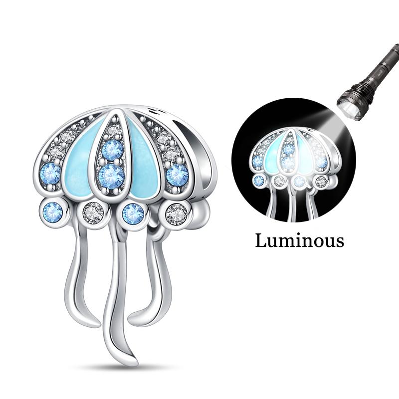 925 Silver Luminous Blue Ocean Series Octopus Starfish Charms Beads For Women Fit Bracelet DIY Jewelry Gifts