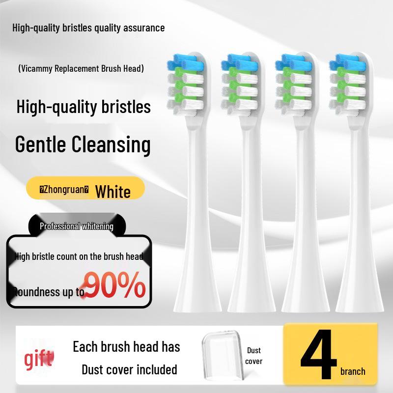 Universal Short-Shaft Electric Toothbrush Replacement Heads with Medium-Soft Bristles, Roman
