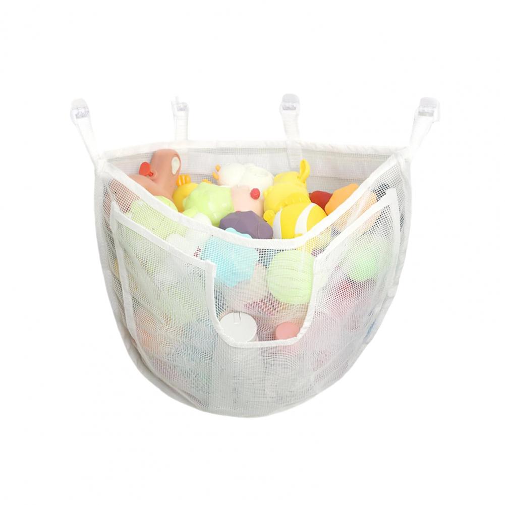

Сумка для зберігання іграшок у ванній кімнаті з гачками, сітчастий дизайн, водовідведення, захист від цвілі, дитячий органайзер для зберігання іграшок білий