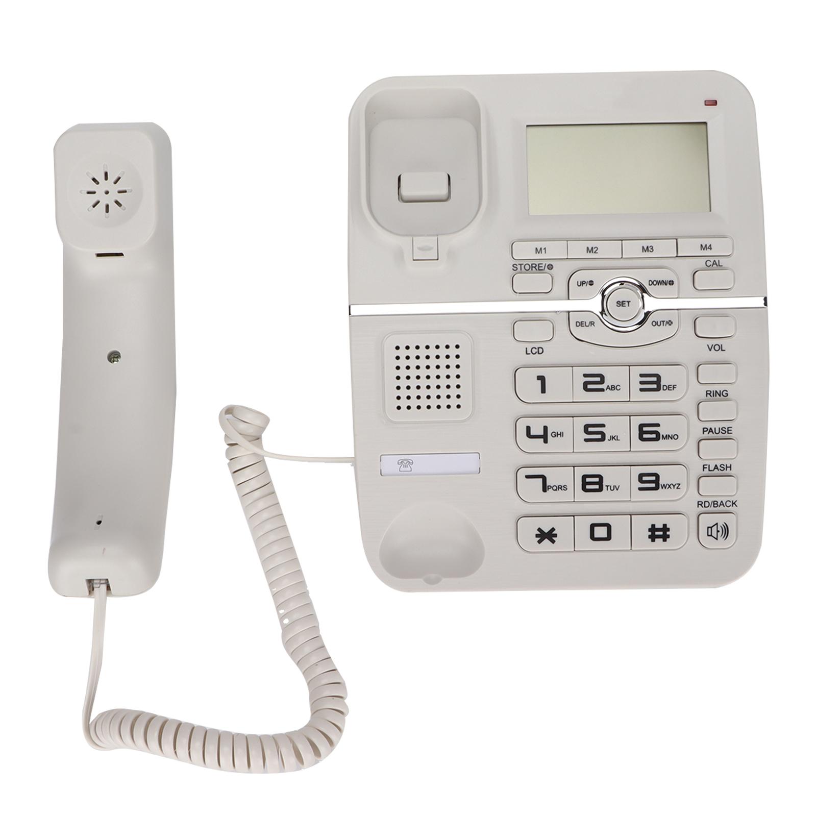 

Corded Landline Caller ID Full Hands Free 4 Fast Dial Desktop Wired Telephone with LCD Display for Home HotelWhite білий
