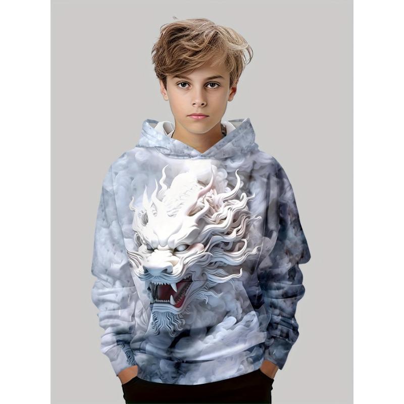 

Kids Clothes Boys Hoodies Long Sleeve Creative 3D Dragon Print Children Spring Fall Clothes Casual Outdoor Street Boy Clothing 160