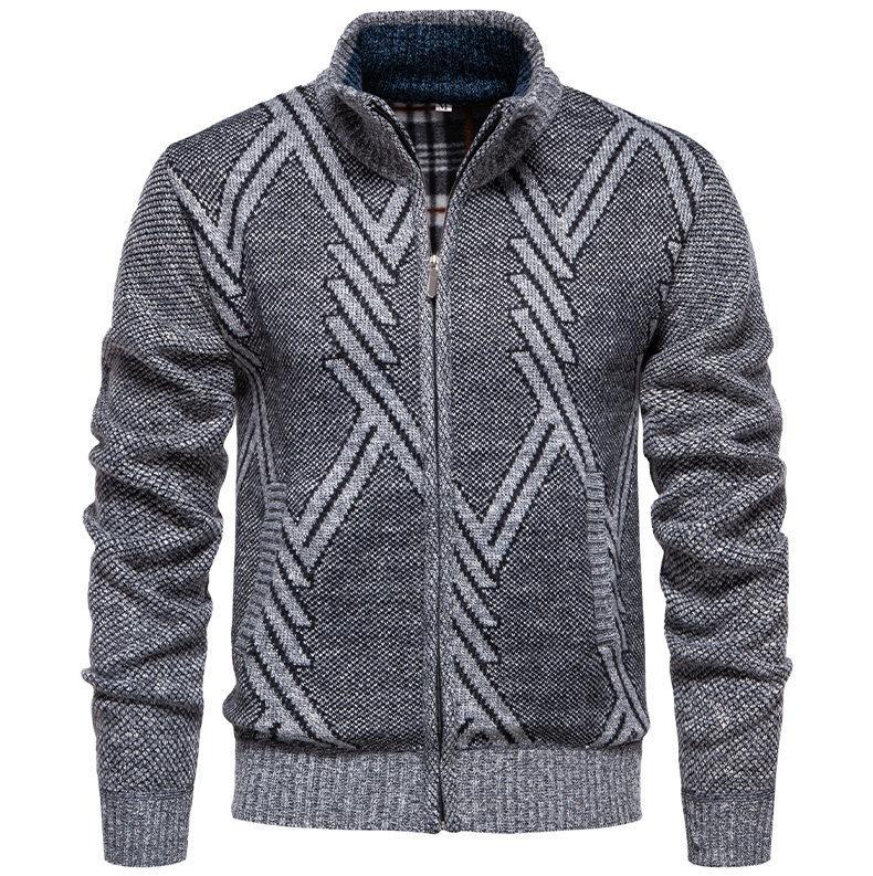 Men S Striped Cardigan Knit Sweater Casual Long Sleeve Winter Coat M