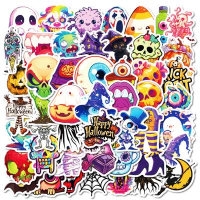 50 Stück Halloween-Aufkleber - Friedhof Kürbis Geist Vinyl-Abziehbilder für Telefon DIY Party (4,6 x 5,2 cm)