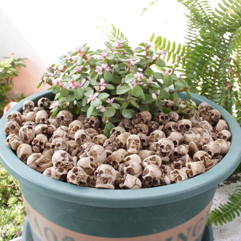 Skull Simulation Medium Set: Creative Flower Pot & Micro Landscape Paving Stone Ornaments.