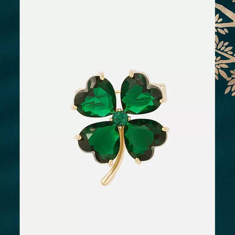 

Lucky четырехлистный клевер брошь во французском стиле ретро изумрудный корсаж фиксированная одежда антиопорожняющаяся пряжка для женщин свадебное платье ювелирные изделия