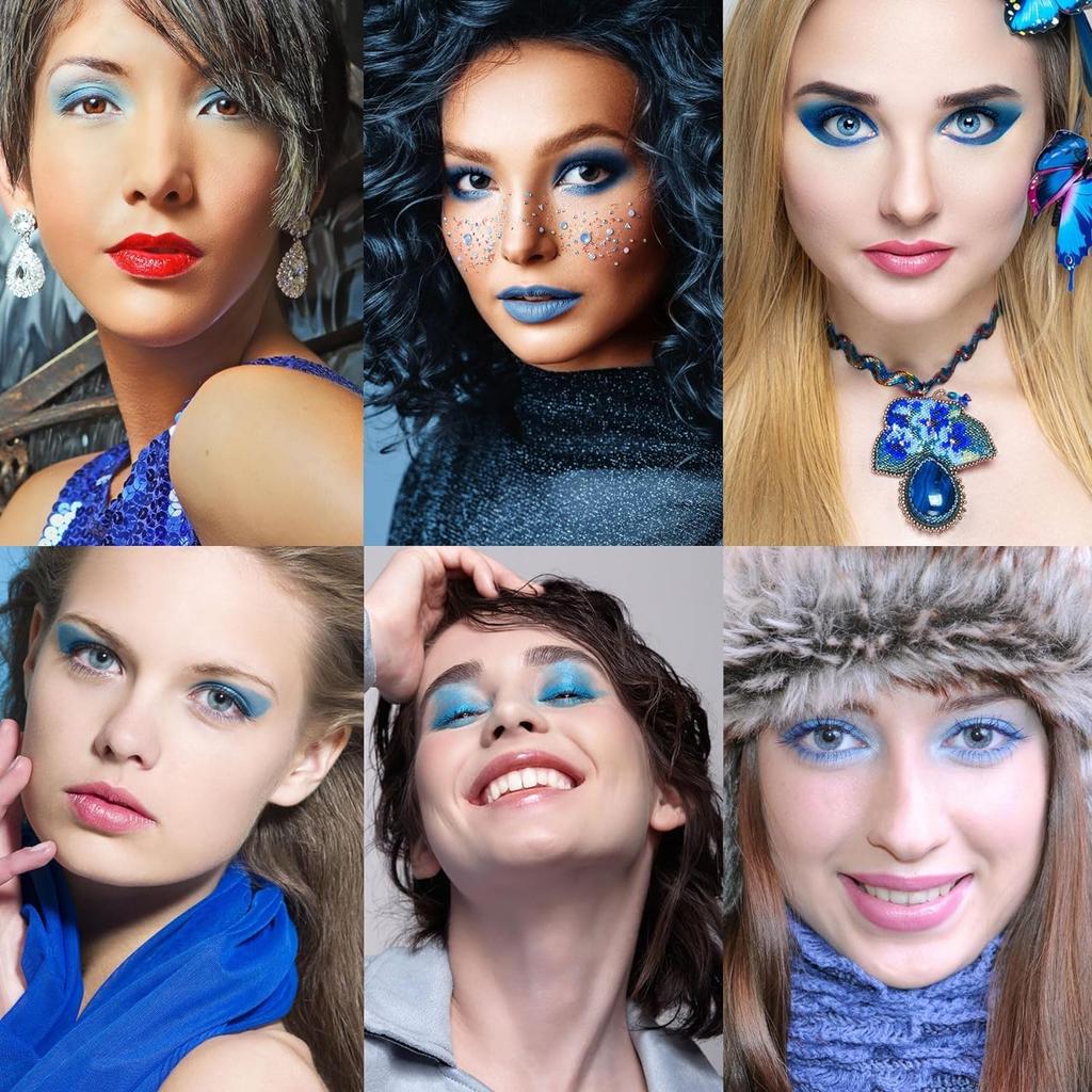 GECOMO 9-Color Matte Eyeshadow Palette CV309 Blue Waterproof Long-lasting Highly Pigmented Glitter Eye Makeup Gift