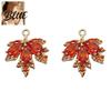Jewelry Making Supplies 2/4/5/10Pcs Rhinestone Maple Leaf Charm Golden Plated Autumn Pendant Fall Nature Inspired Charms Decor for DIY Earrings