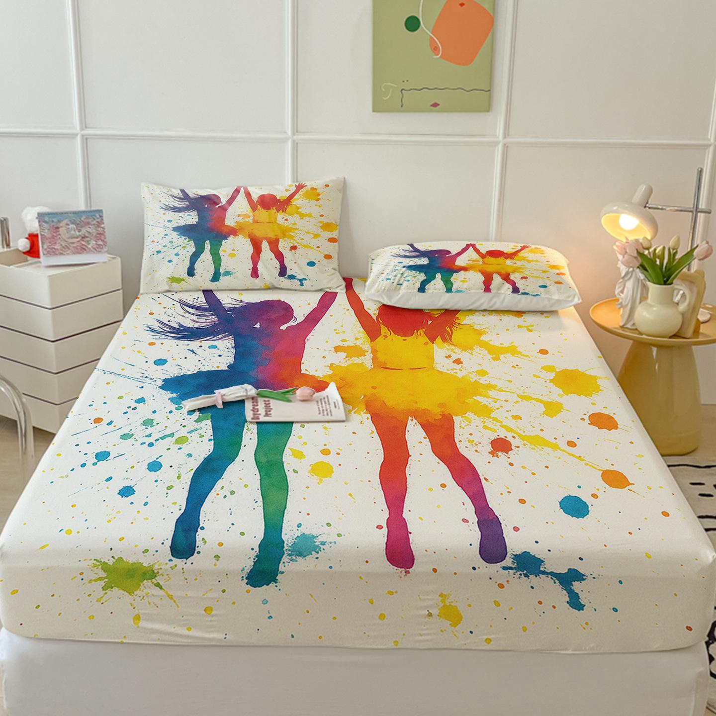 

Watercolor Animal Mattress Protective Cover Protective Cover Three-Piece Set, Digital Printing 85cm*185cm