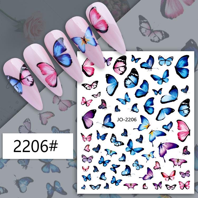Butterfly Nail Stickers Colorful Butterflies Self Adhesive Transfer Sliders Wraps Manicures Foils DIY Decorations,Nail Art Tool