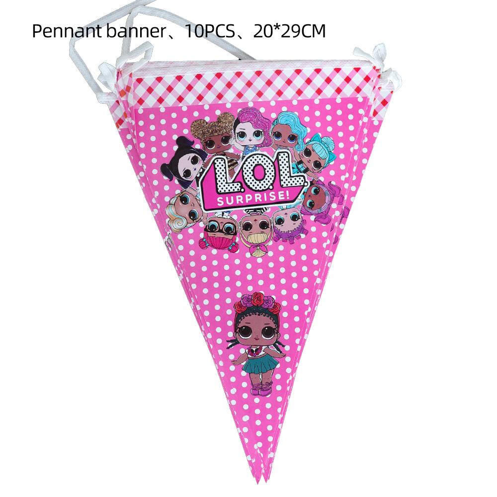 Surprise Doll Birthday Theme Decorations Backdrop Baby Shower Suppl Lol Party Cake Topper Balloon Paper Banner Plates Cups for Round Sensory Durable